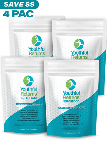 Youthful Returns™ SUPERFOOD Functional Beverage Blend Friends & Family 4 Pac - Save $29.40 in S&H on 4!